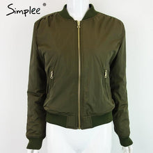 Load image into Gallery viewer, Simplee Apparel Winter parkas cool basic bomber jacket Women Army Green down jacket coat Padded zipper chaquetas biker outwear